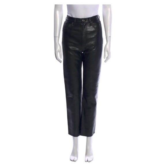 AGOLDE Black 90's Pinch Waist Leather Pants 'XS' - Picture 1 of 5